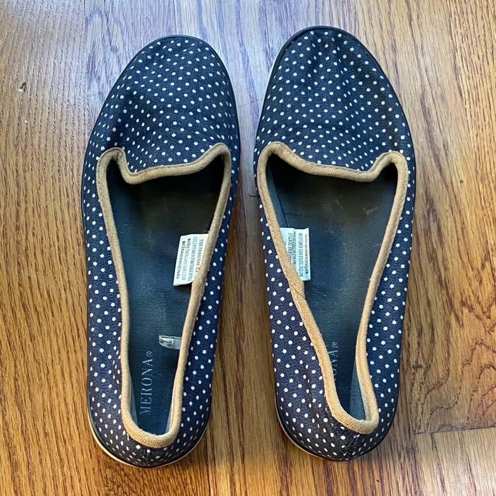 Merona Blue and White Polka Dot Loafers